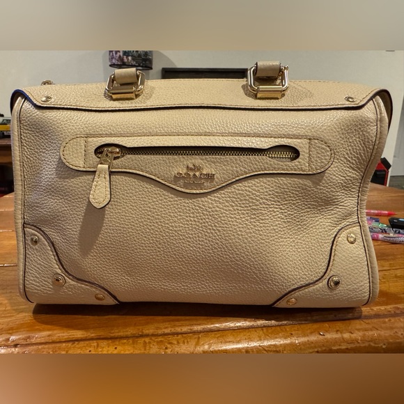 Coach Handbags - Coach Beige Leather Top Handle Bag
